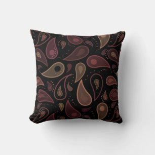 Coussin Motif Paisley Moderne Élégant Foncé