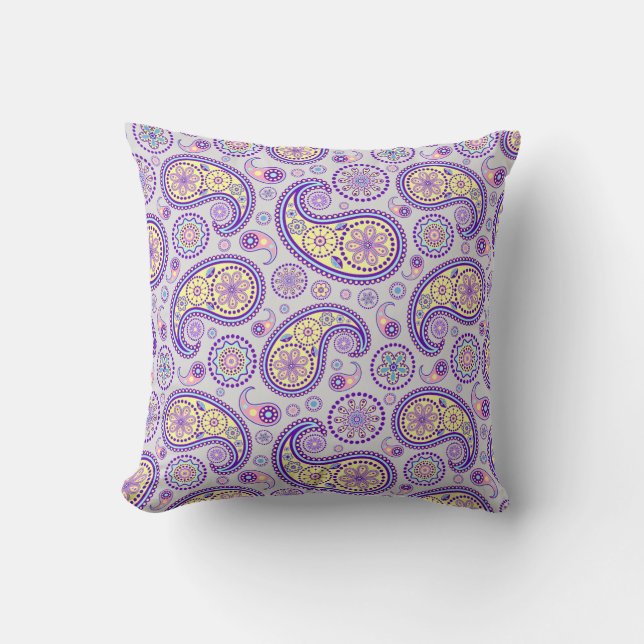 Coussin Motif Paisley Purple (Recto)