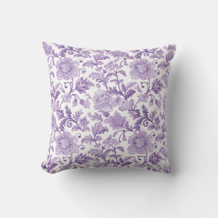 Coussin Motif Paisley violet et blanc
