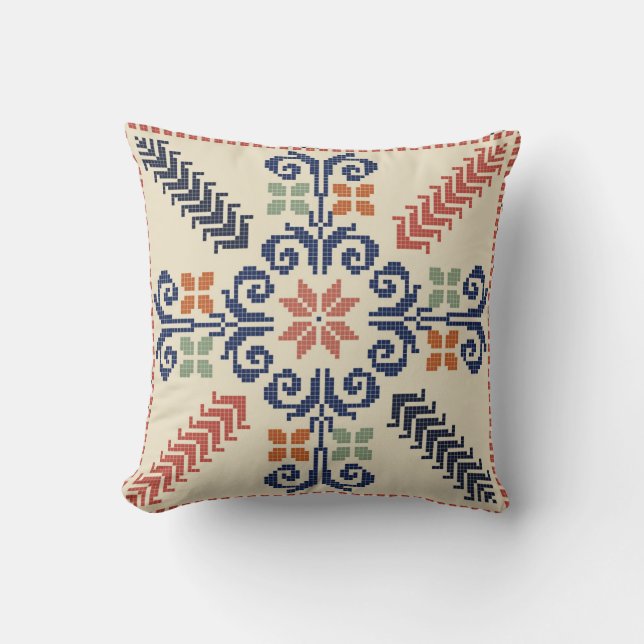 Coussin Motif palestinien de broderie (Recto)