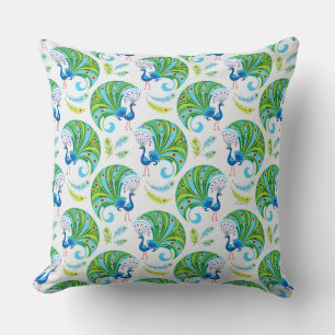 Coussin Motif Paon et Plumes