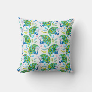 Coussin Motif Paon et Plumes