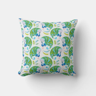 Coussin Motif Paon et Plumes