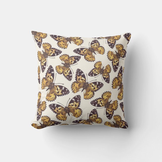 Coussin Motif papillon de femme peinte (Recto)