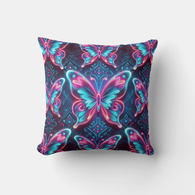 Coussin Motif papillon néon (Recto)