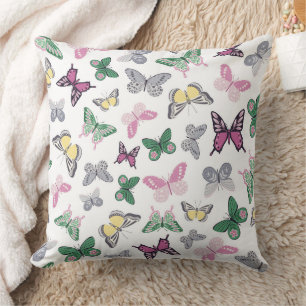 Coussin Motif papillon pastel coloré