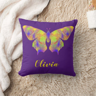 Coussin Motif papillon psychédélique personnalisé violet