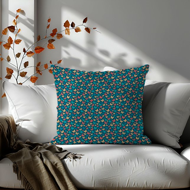 Coussin Motif papillon turquoise rose mignon (Créateur téléchargé)