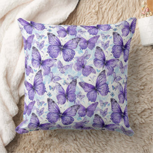 Coussin Motif papillon violet lavande