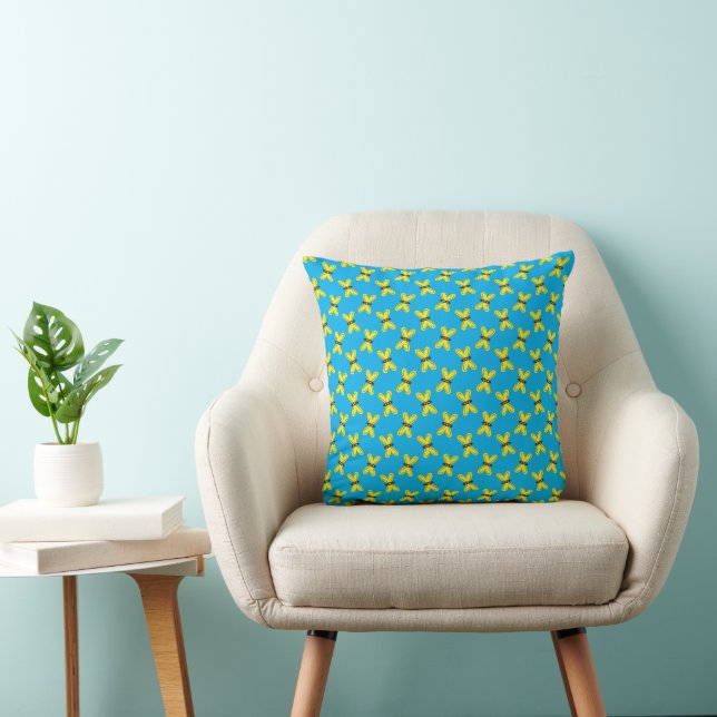 Coussin Motif Papillons Jaunes (Chaise)
