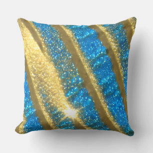 Coussin Motif Parties scintillant bleu et or