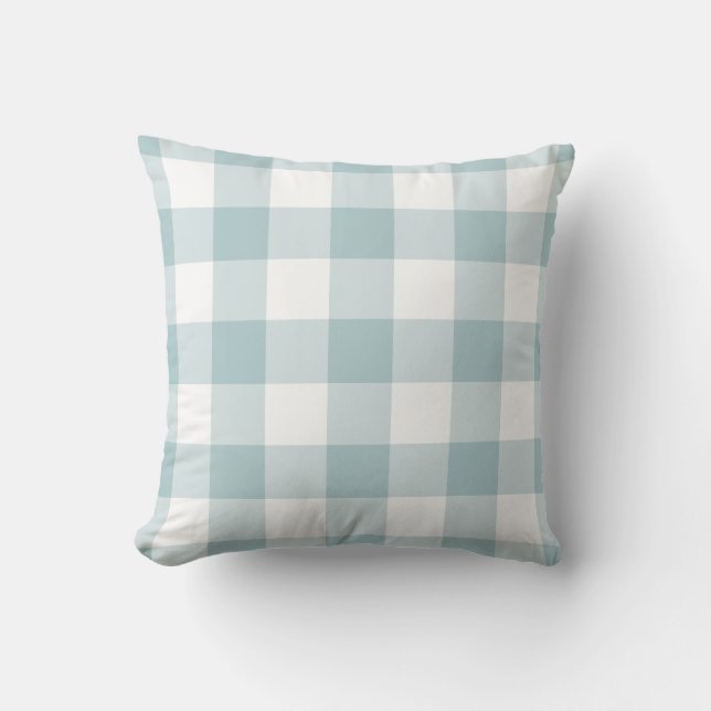 Coussin Motif Pastel Blue et White En vichy (Recto)