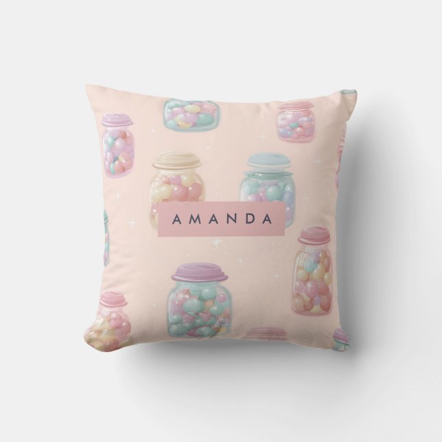 Coussin Motif Pastel Candy Jar personnalisé (Recto)