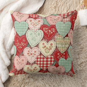 Coussin Motif Patchwork de Maison Cosy au Cœur à carreaux
