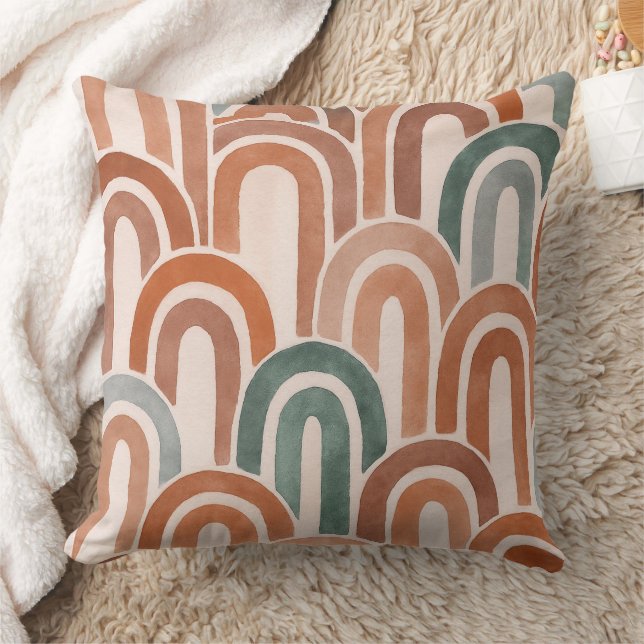 Coussin motif peint à l'échelle de poisson d'arch bohème (Couverture)