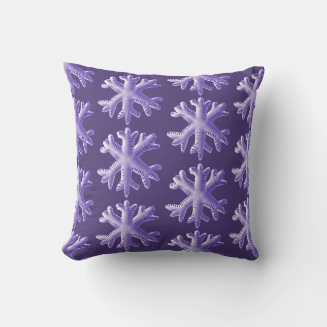 Coussin Motif pelucheux ultra-violet de flocon de neige (Recto)