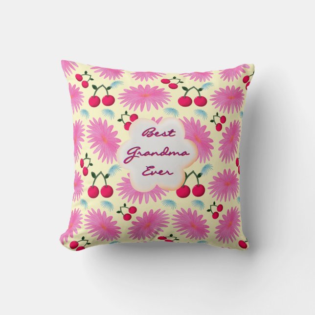 Coussin Motif personnalisé de fleurs de cerisier rose vif (Recto)