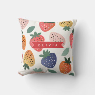 Coussin Motif Personnalisé de Fraise Coloré d'Été