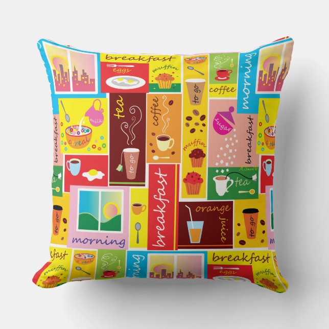 Coussin Motif Petit Déjeuner Fantaisiste (Recto)