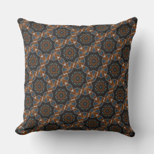 Coussin Motif petite étoile marron kaléidoscope diag HD