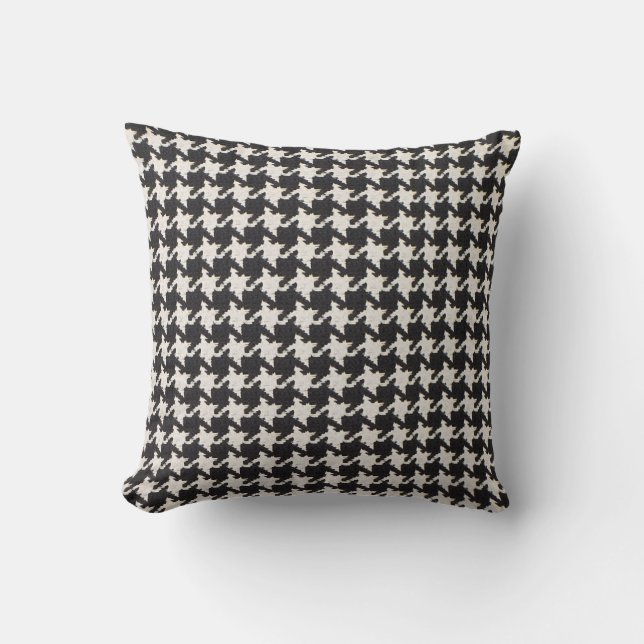 Coussin Motif Pied-de-Poule Noir Blanc (Recto)