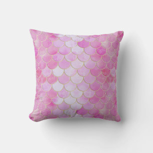 Coussin Motif Pink Pastel & Gold Shimmer Mermaid
