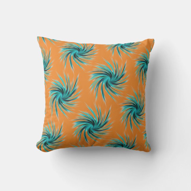 Coussin Motif pivotant - Turquoise bleu bleu orange jaune (Recto)