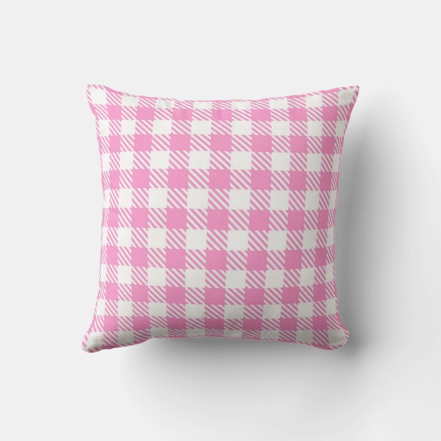 Coussin Motif Plaid Buffalo rose (Verso)