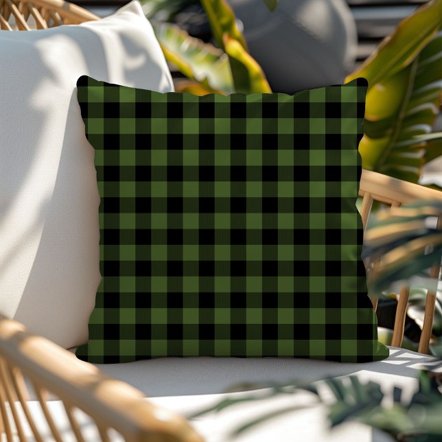 Coussin Motif Plaid Classic Green Buffalo (Créateur téléchargé)