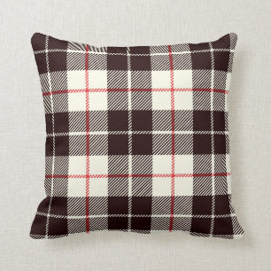 Coussin Motif plaid de Buffalo en noir, brun et rouge