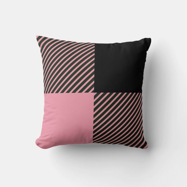 Coussin Motif Plaid de Buffalo Rose Noir (Recto)