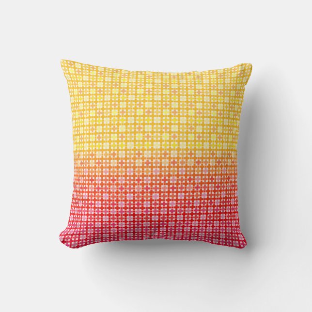 Coussin Motif plaid dégradé jaune rouge (Recto)