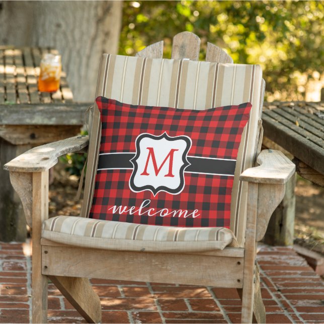 Coussin Motif Plaid personnalisé Red Black Buffalo Check (Chaise)