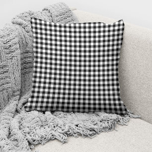 Coussin Motif Plaid Rustique Noir Et Blanc En vichy