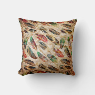 Coussin Motif plumes Boho en détresse