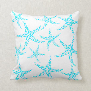 Coussin Motif pointillé d'étoiles de mer dans la turquoise