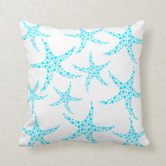 Coussin Motif pointillé d'étoiles de mer dans la turquoise