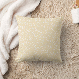 Coussin Motif Points Fantaisie - Blanc sur Jaune Pâle
