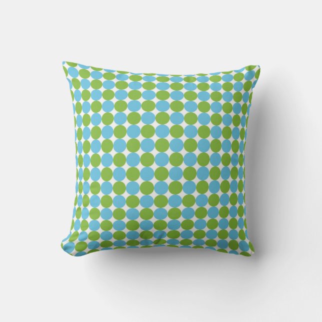 Coussin Motif pois bleu et vert (Recto)