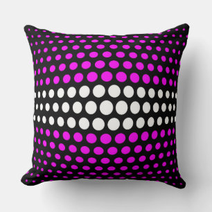 Coussin Motif Pois de White et Fuchsia