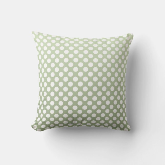 Coussin Motif pois gris vert et blanc (Recto)