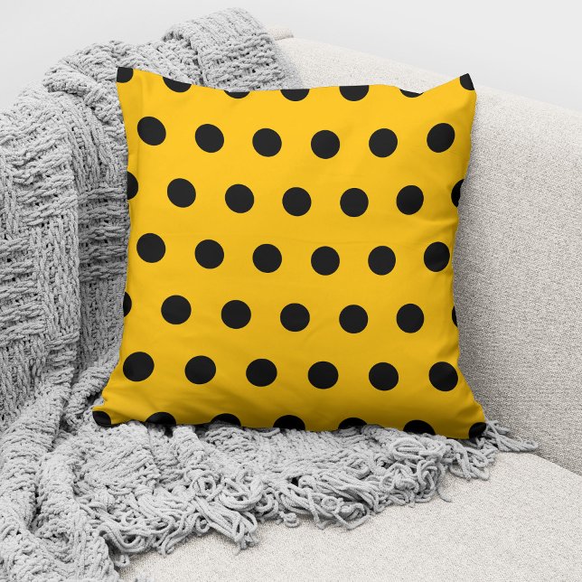 Coussin Motif Pois Jaune Et Noir Moderne (Créateur téléchargé)