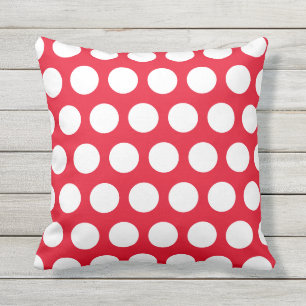 Coussin Motif Pois moderne rouge et blanc