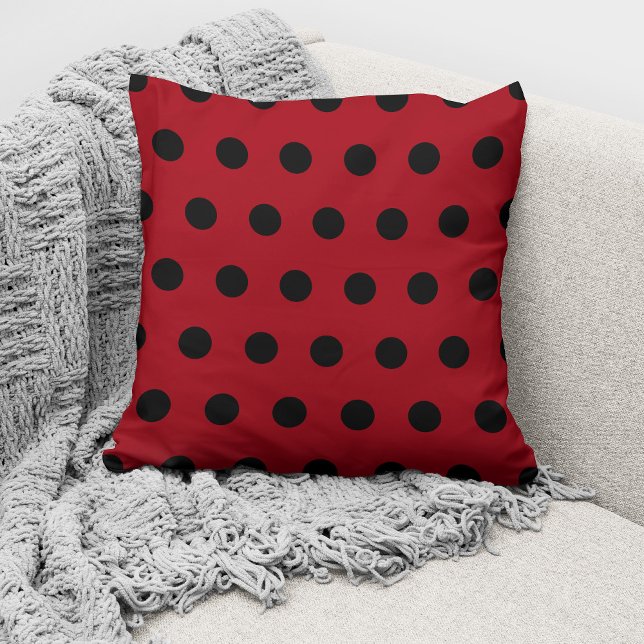 Coussin Motif Pois moderne rouge et noir (Créateur téléchargé)