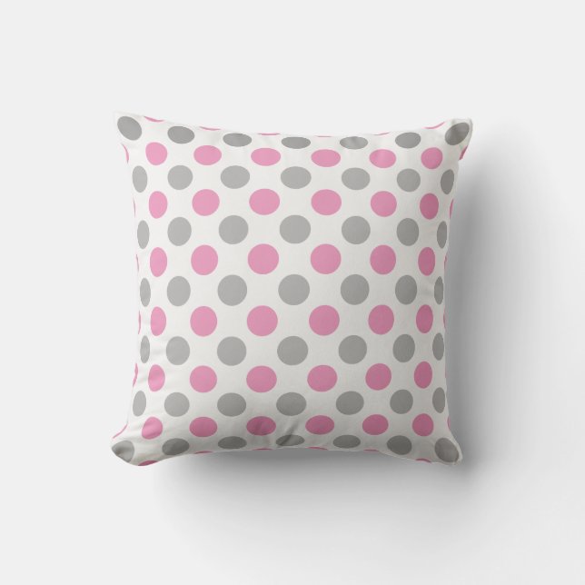 Coussin Motif pois rose et gris (Recto)