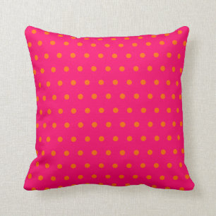 Coussin Motif Poka Rose Orange