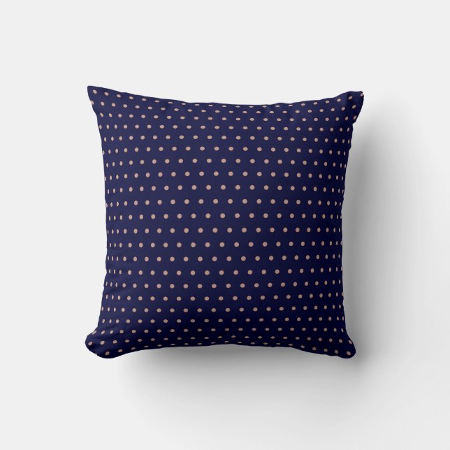 Coussin Motif Polka Dot Texté bleu marine et or Rose (Recto)