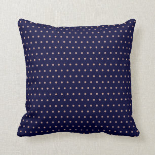 Coussin Motif Polka Dot Texté bleu marine et or Rose