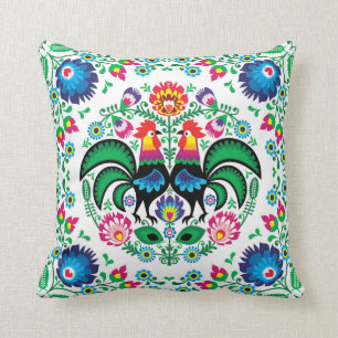 Coussin Motif polonais carré de coq