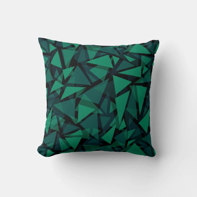 Coussin motif polygonal vert émeraude Abstrait (Recto)